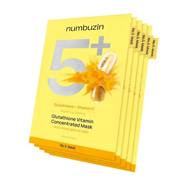 numbuzin No.5+ Glutathione Vitamin Concentrated Sheet Mask – 5 Sheets